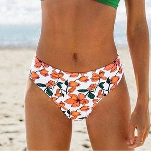 Orange floral bikini bottoms